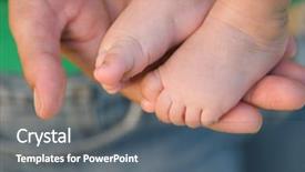  Presentation with parent children - Presentation theme having hands protecting baby - children's legs on a parent background and a  colored foreground