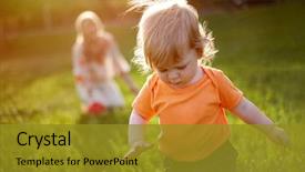  Presentation with steps - Slides consisting of baby - first steps of the kid background and a gold colored foreground