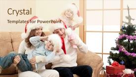  Presentation with living room family - Slide deck consisting of new year s baby - happy family in christmas santa's background and a lemonade colored foreground