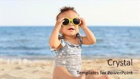  Presentation with resort - Beautiful presentation design featuring baby - little girl with sunglasses backdrop and a lemonade colored foreground