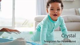  Presentation with race - Slide set enhanced with baby - mixed race mum and toddler background and a light blue colored foreground