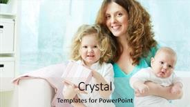  Presentation with hug - Amazing slide deck having baby abox - happy mother giving her children backdrop and a lemonade colored foreground