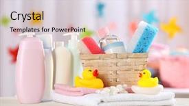  Presentation with accessories - Presentation theme consisting of baby accessories for bathing background and a lemonade colored foreground