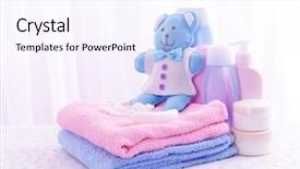  Presentation with accessories - Beautiful slide deck featuring baby accessories for bathing backdrop and a pink colored foreground