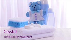  Presentation with baby shower - Slide set consisting of baby accessories for bathing background and a lemonade colored foreground