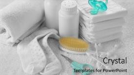  Presentation with hygiene - Colorful PPT layouts enhanced with baby accessories for hygiene backdrop and a light gray colored foreground