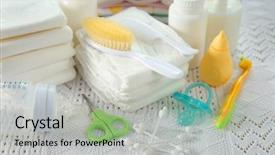  Presentation with tablecloth - PPT theme enhanced with baby accessories for hygiene background and a light gray colored foreground