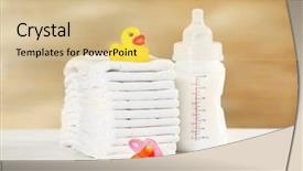  Presentation with accessories - Colorful PPT layouts enhanced with baby accessories on table backdrop and a coral colored foreground