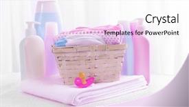  Presentation with shampoo - Audience pleasing slide deck consisting of baby accessories on table backdrop and a white colored foreground