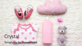  Presentation with cute baby - Cool new PPT theme with baby accessories on white fluffy backdrop and a lemonade colored foreground