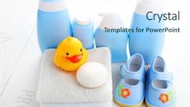  Presentation with accessories - Beautiful presentation theme featuring baby accessories on white wood backdrop and a sky blue colored foreground