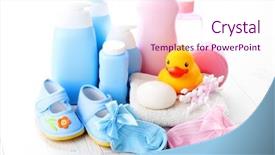  Presentation with accessories - PPT theme enhanced with baby accessories on white wood background and a pink colored foreground