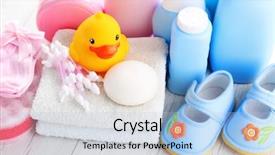  Presentation with accessories - Colorful theme enhanced with baby accessories on white wood backdrop and a light blue colored foreground