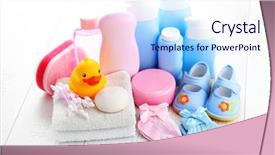  Presentation with white parents and black children - PPT theme with baby accessories on white wood background and a  colored foreground