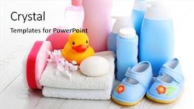  Presentation with white parents and black children - Beautiful slide deck featuring baby accessories on white wood backdrop and a white colored foreground