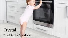  Presentation with child accident - PPT theme with baby accident - child playing with electric oven background and a light gray colored foreground