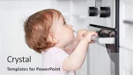  Presentation with filipino child playing - Beautiful theme featuring baby accident - child playing with electric oven backdrop and a white colored foreground