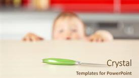  Presentation with child accident - PPT layouts featuring baby accident - dangerous situation in the kitchen background and a cream colored foreground