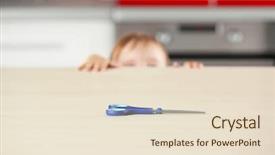  Presentation with child accident - Slide deck enhanced with baby accident - dangerous situation in the kitchen background and a lemonade colored foreground