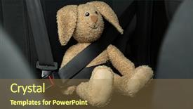  Presentation with seat belt in car safety - Cool new slides with baby accident - fastened toy bunny sitting backdrop and a tawny brown colored foreground