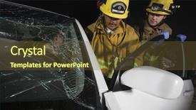  Presentation with emissions no car carbon dioxide - PPT theme with baby accident - group of firemen standing background and a tawny brown colored foreground