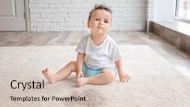  Presentation with carpet - PPT theme enhanced with baby accident - little adorable girl sitting background and a  colored foreground
