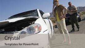  Presentation with ticket - PPT theme consisting of baby accident - tilt image of a woman background and a light gray colored foreground