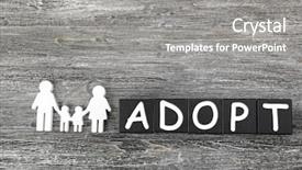  Presentation with black baby - Colorful PPT theme enhanced with baby adoption - black cubes with word adopt backdrop and a gray colored foreground