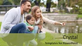  Presentation with family - Amazing PPT theme having baby adoption - family parenthood leisure and people backdrop and a yellow colored foreground