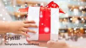  Presentation with red christmas holiday illustration - PPT theme with baby adoption - holidays present christmas childhood background and a coral colored foreground