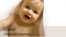 Presentation with baby bath - Presentation theme having baby after bath cheerful child background and a coral colored foreground