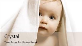 Presentation with baby bath - Presentation featuring baby after bath cheerful child background and a coral colored foreground