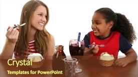  Presentation with ice cream - Beautiful slide deck featuring baby alimentation - beautiful blonde teen and adorable backdrop and a  colored foreground