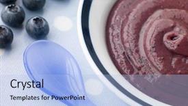  Presentation with blueberry - Colorful slides enhanced with baby alimentation - blueberry and sweet rice puree backdrop and a light blue colored foreground