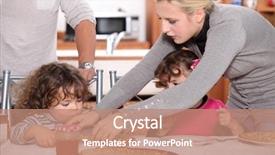  Presentation with children - Slides having baby alimentation - children eating crepes background and a coral colored foreground