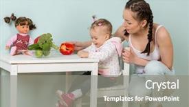  Presentation with dining table - Cool new presentation with baby alimentation - happy little child with mother backdrop and a gray colored foreground