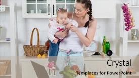  Presentation with mother feeding baby breast milk - Amazing presentation having baby alimentation - young mother feeds little daughter backdrop and a mint green colored foreground