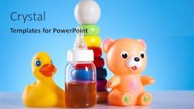  Presentation with baby bear - Slides with baby and children toys bear background and a light blue colored foreground