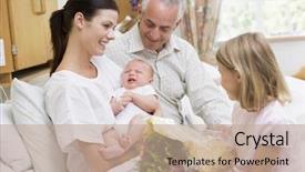  Presentation with new baby - Colorful presentation theme enhanced with baby and family in hospital backdrop and a coral colored foreground
