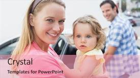  Presentation with car seat - Colorful PPT theme enhanced with baby and her car seat backdrop and a coral colored foreground