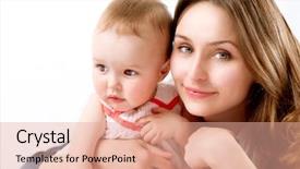  Presentation with happy baby - Slide deck with park on the grass lens background and a coral colored foreground