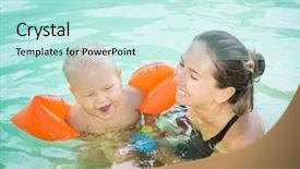  Presentation with mother baby - Slide deck having baby and mother in swimming background and a cool aqua colored foreground