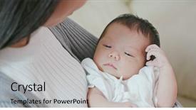  Presentation with mother baby - Audience pleasing PPT theme consisting of baby and mother backdrop and a light gray colored foreground