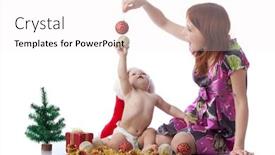  Presentation with baby christmas - Cool new presentation theme with baby and mum with christmas decoration on a white background backdrop and a white colored foreground