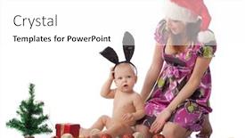  Presentation with baby christmas - Presentation theme having baby and mum with christmas decoration on a white background background and a white colored foreground