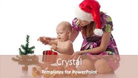  Presentation with baby christmas - Audience pleasing slide deck consisting of baby and mum with christmas decoration on a white background backdrop and a coral colored foreground