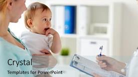  Presentation with baby doctor - Amazing slide set having baby and pediatrician or doctor backdrop and a light blue colored foreground
