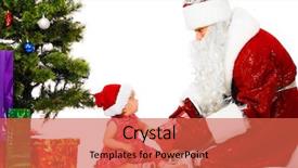  Presentation with baby christmas - Cool new presentation design with baby and santa claus near backdrop and a red colored foreground