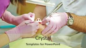  Presentation with dental child - PPT theme enhanced with baby anesthesia - child teeth stopping treatment background and a soft green colored foreground