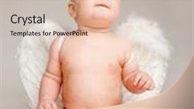  Presentation with angel baby - Presentation theme featuring overhead view of young businessman sitting in office background and a soft green colored foreground